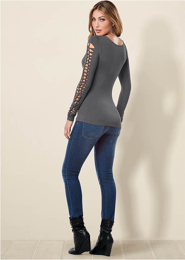 BACK VIEW Cut Out Sleeve Detail Top
