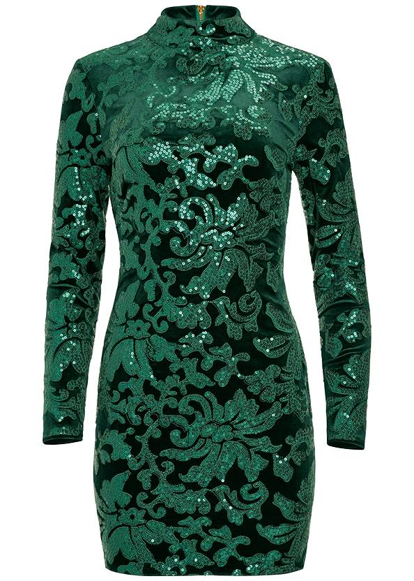 ALTERNATE VIEW Sequin Detail Velvet Dress