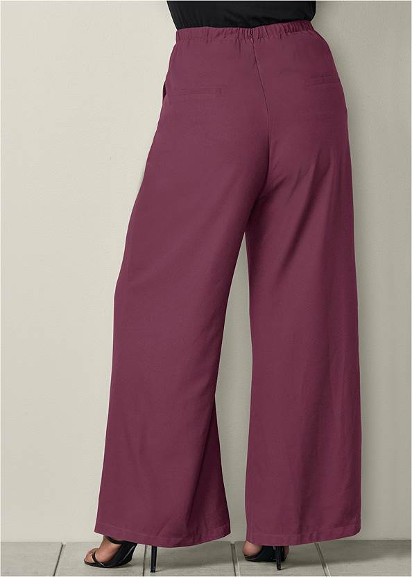 Back View Belted Wide Leg Pants
