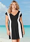 Front View Color Block V-Neck Cover-Up