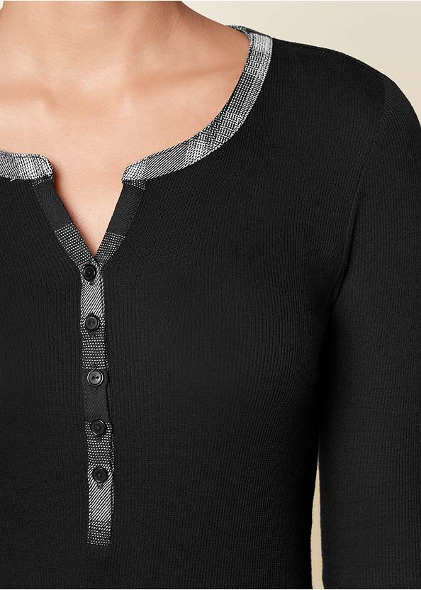 Alternate View Ribbed Henley Top