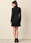 Back View Pleated Sweater Dress