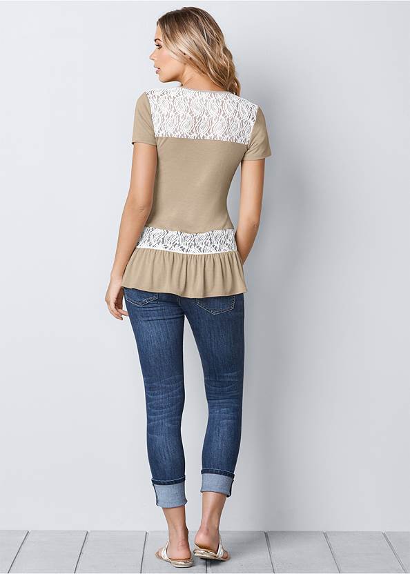 Back view Lace Inset V-Neck Top