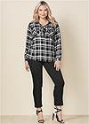 Alternate View Plaid Lace-Up Top