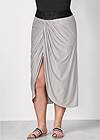 Front View Faux-Leather Waistband Detail Maxi Skirt