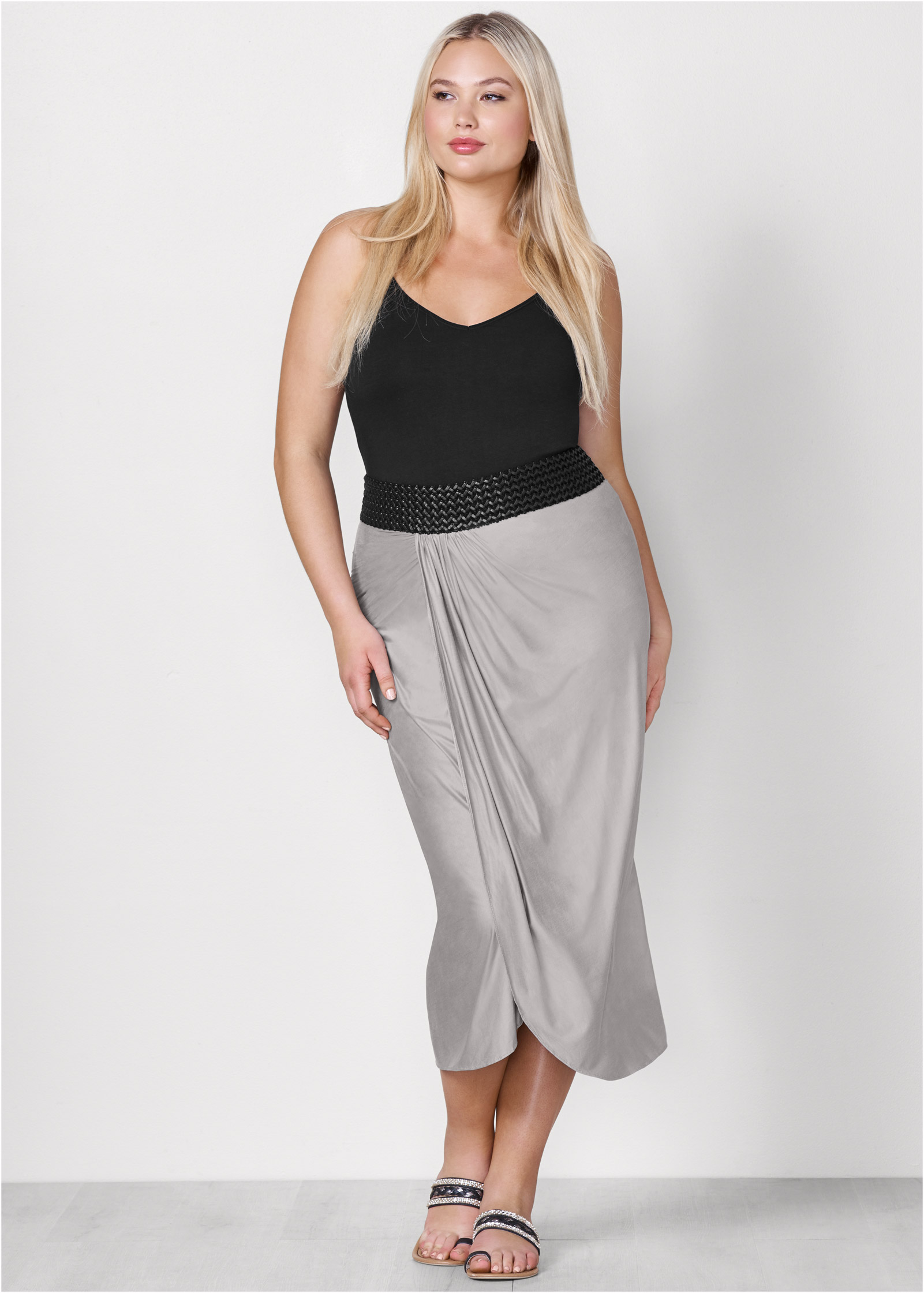 Women's plus size hotsell maxi skirts grey