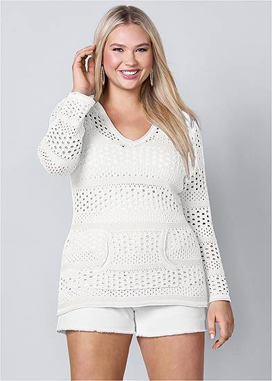 Plus Size Long Sleeve Hooded Sweater