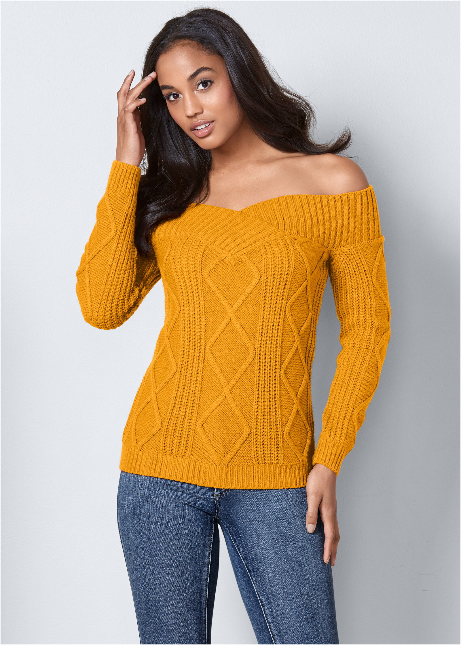 shoulderless sweater