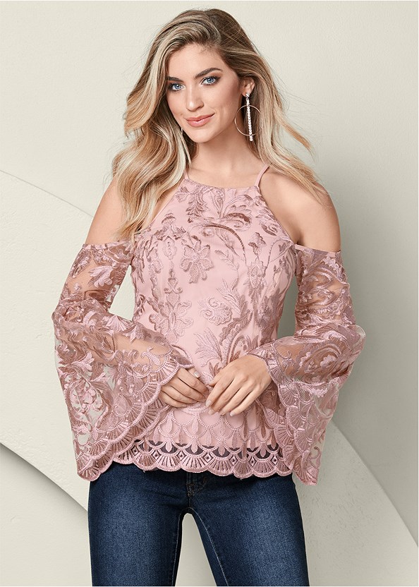 bell sleeve lace top