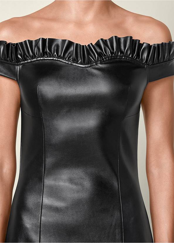 Black Faux Leather Bodycon Dress From Venus 