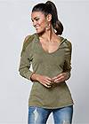 Front View Cold-Shoulder Lounge Hoodie
