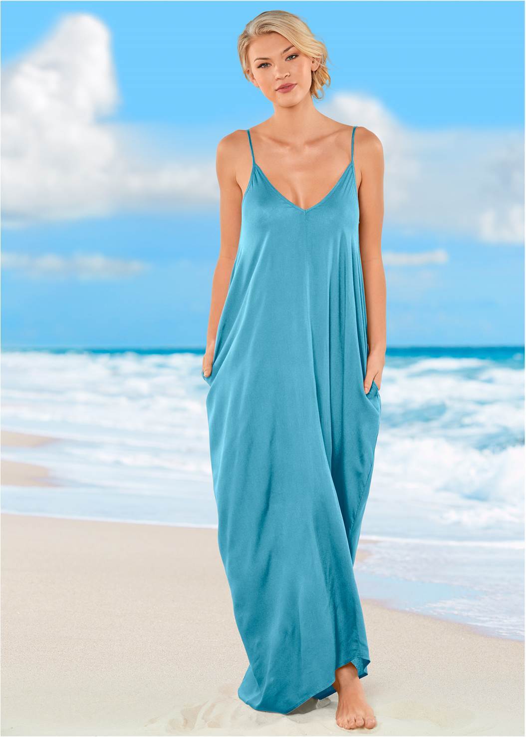 Boho Maxi Dress Cover-Up in Aqua | VENUS