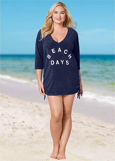 Plus Size Deep V Beach Cover-Up