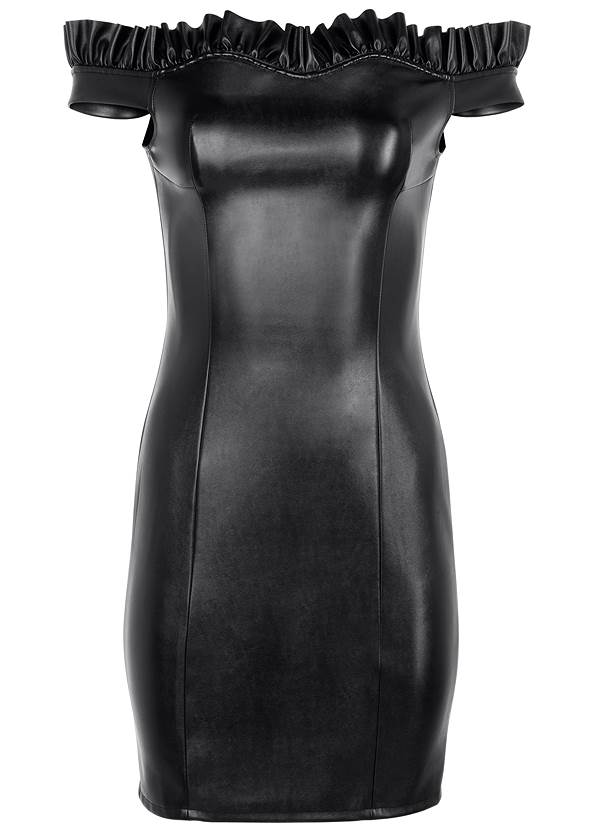 Faux Leather Bodycon Dress in Black | VENUS
