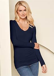 venus ribbed henley top