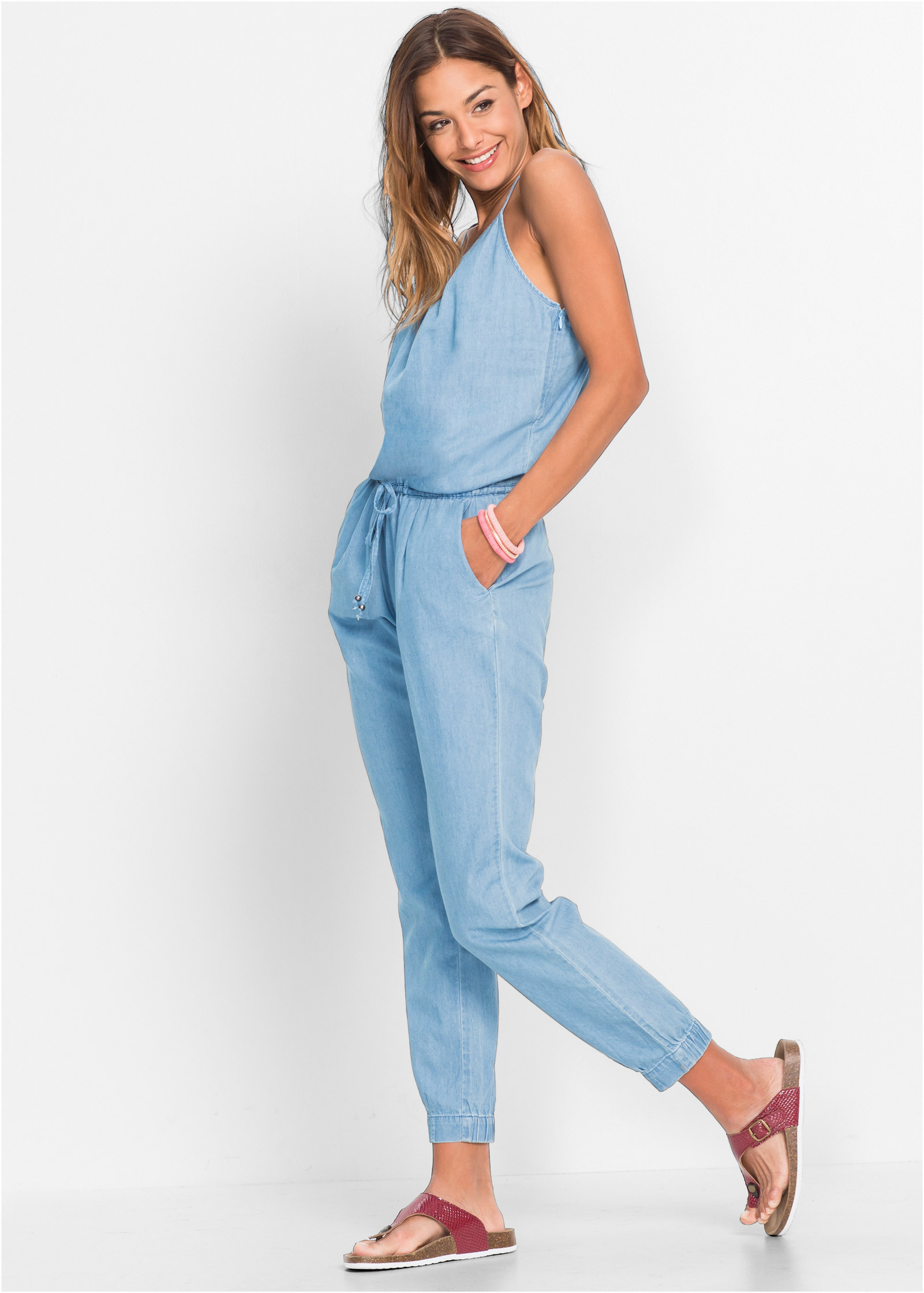 denim jumpsuit zipper