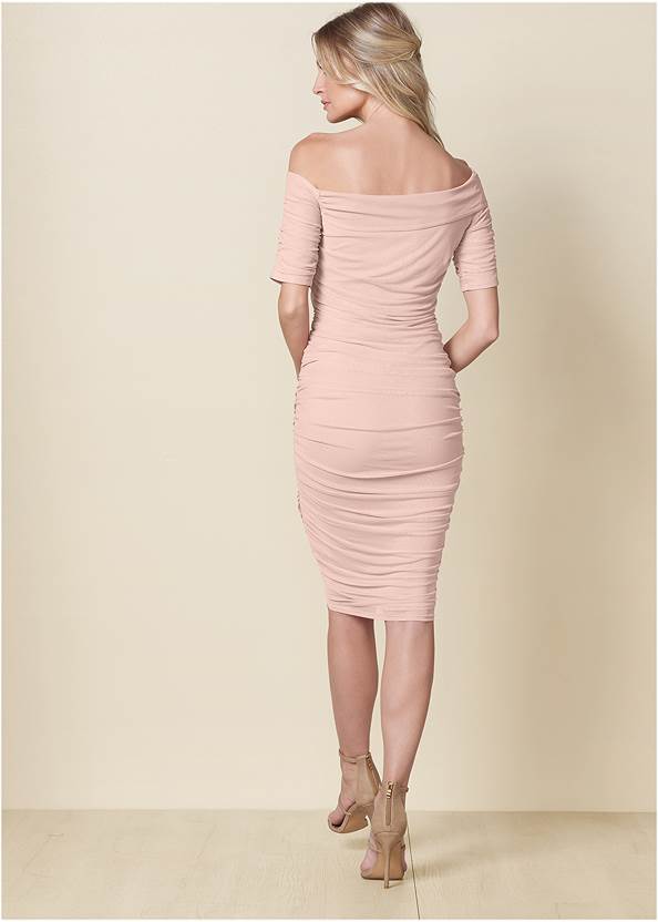 Alternate View Ruched Mesh Bodycon Dress