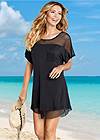 Front view Mesh Trimmed Cover-Up Dress