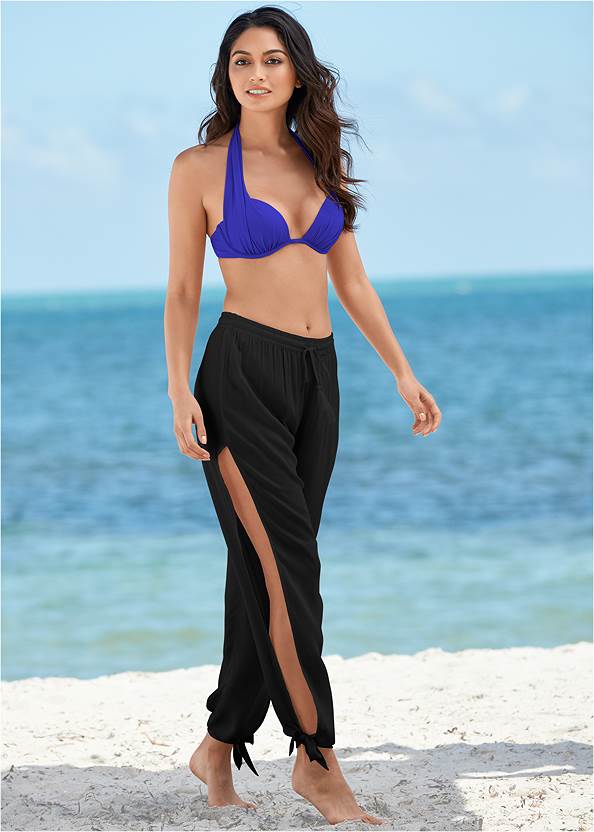 Side Split Beach Pant,Marilyn Underwire Push-Up Halter Top,Classic Low-Rise Bottom ,Classic Scoop Front Bottom 
