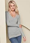 Alternate View Ribbed V-Neck Top, Any 2 Tops For $49
