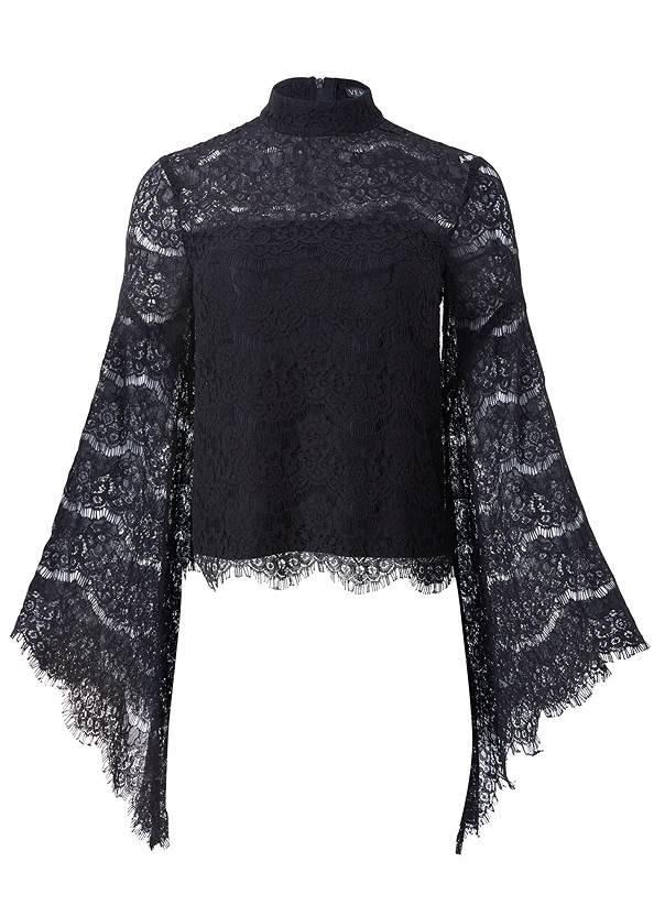 Lace Bell Sleeve Top in Black | VENUS