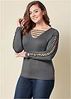 Front View Cutout Sleeve Detail Top