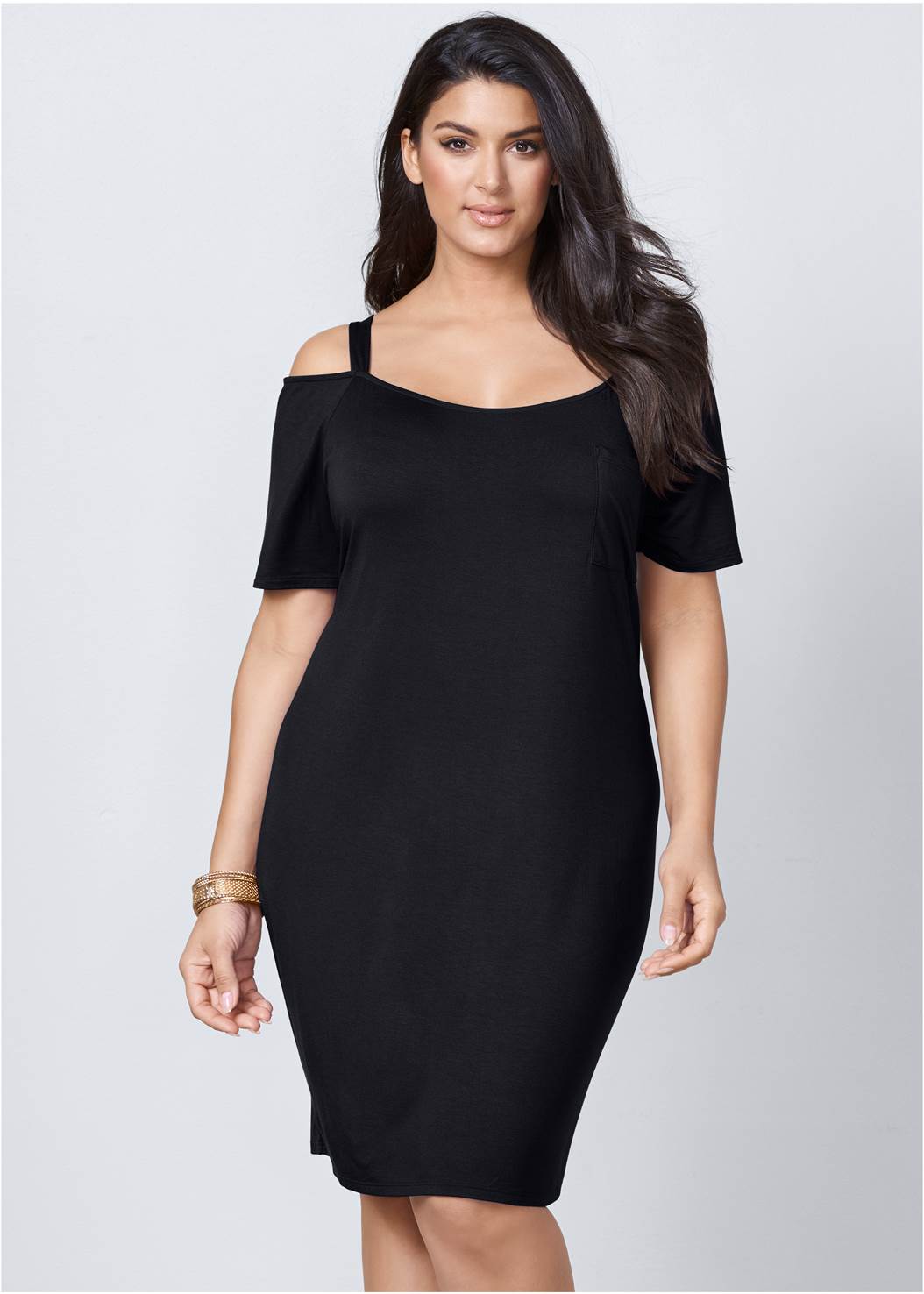 Pocket Detail Casual Dress in Black | VENUS