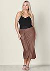 Front View Faux-Leather Waistband Detail Maxi Skirt