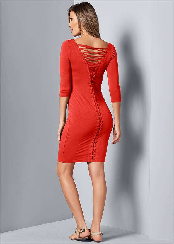 Front view Lace Up Back Detail Dress