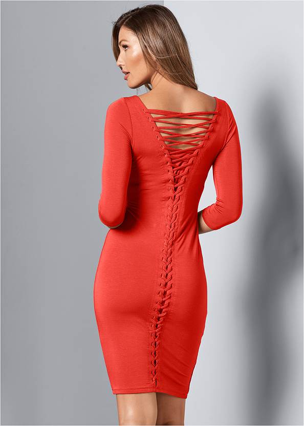 Back view Lace Up Back Detail Dress