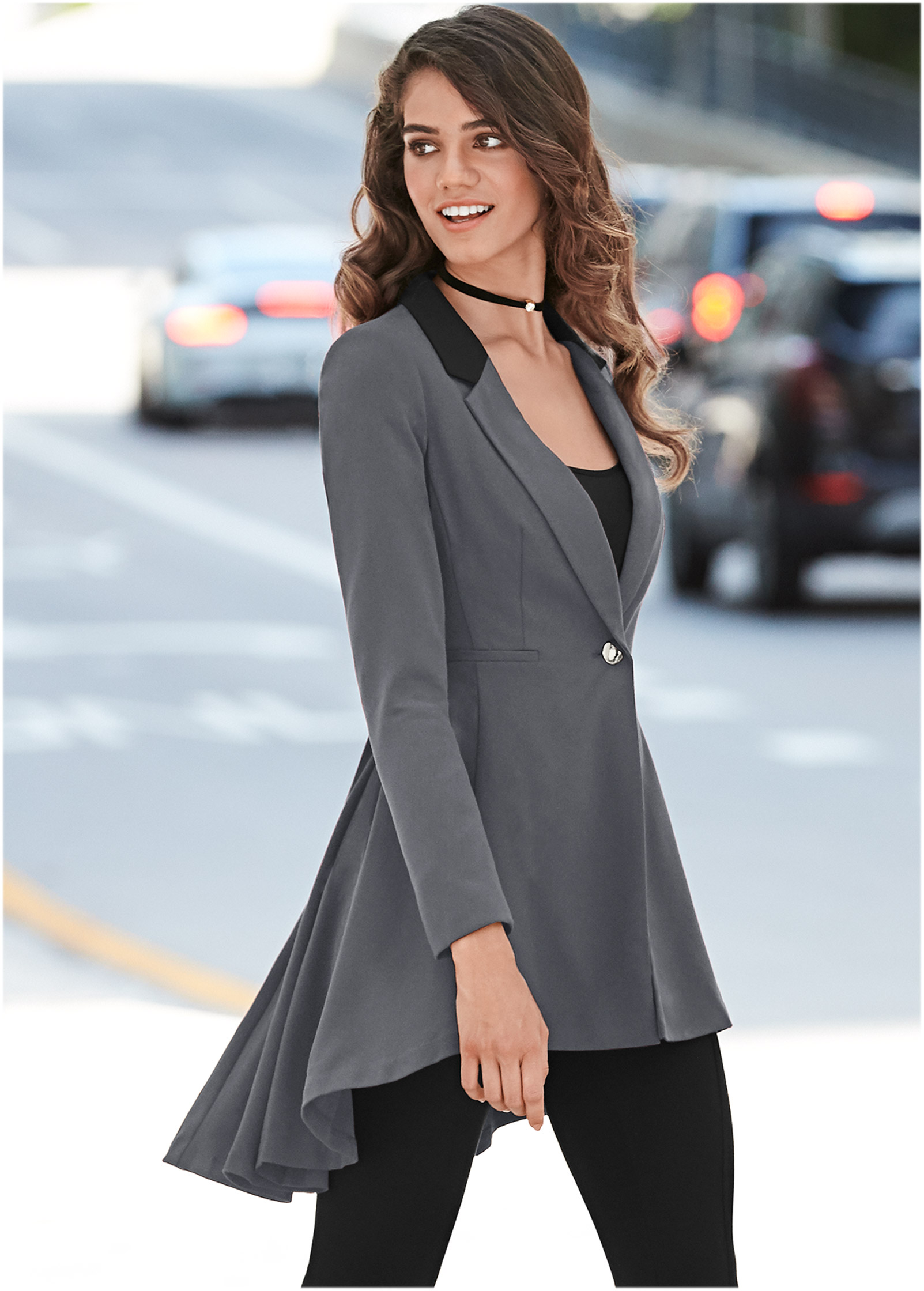 High Low Blazer in Dark Grey VENUS