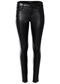 Plus Size Faux Leather Pants in Black | VENUS