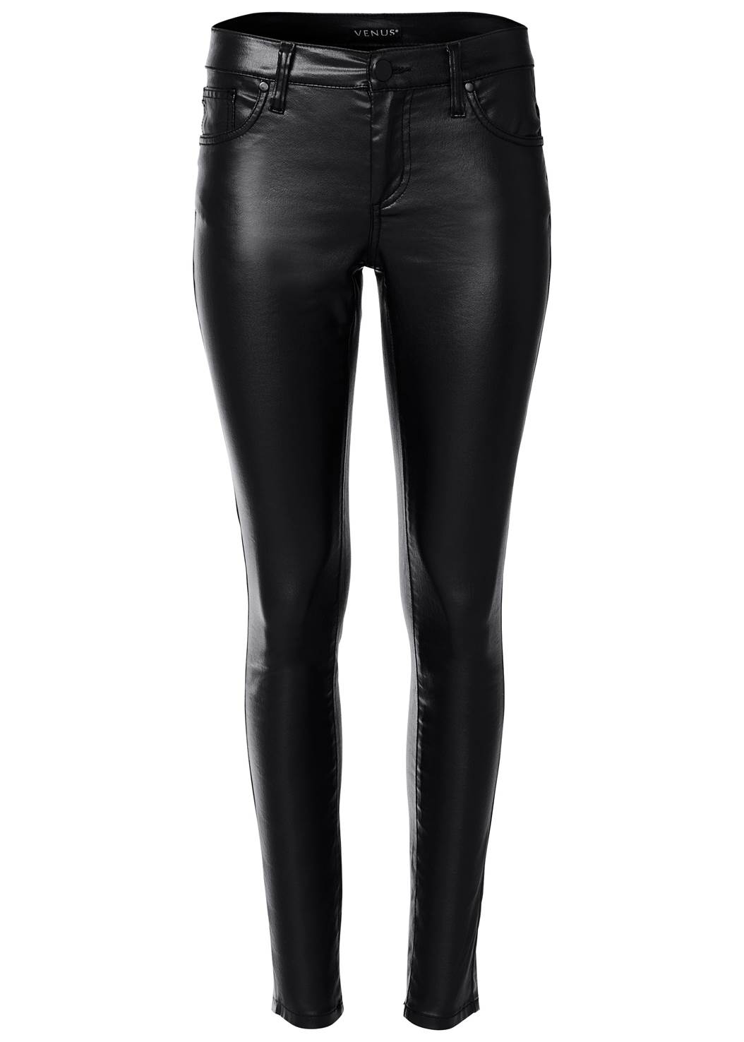 Plus Size Faux Leather Pants in Black | VENUS
