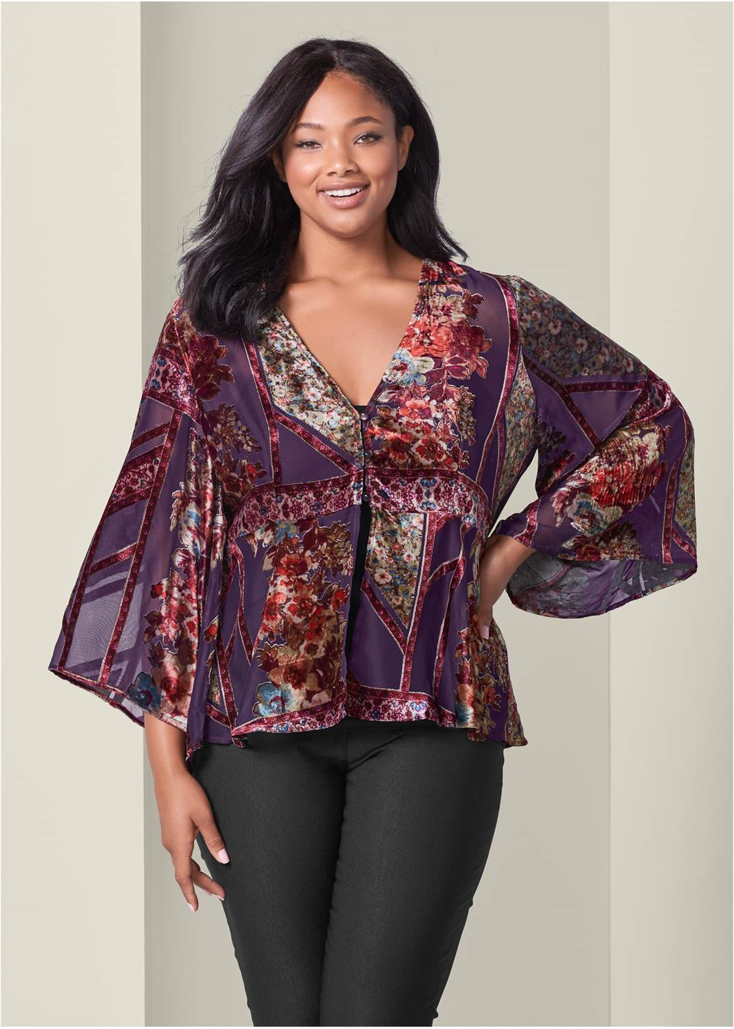 Plus Size Burnout Velvet Top | VENUS