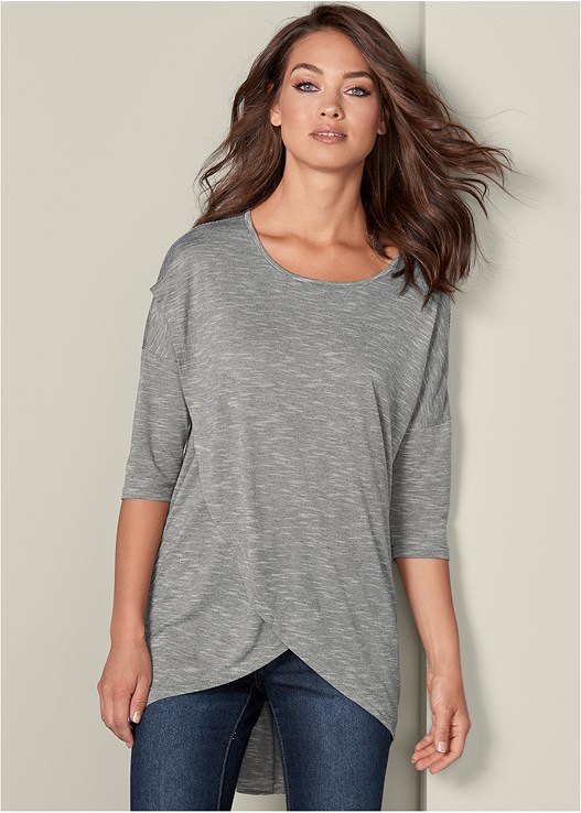 Wrap Detail Top in Grey | VENUS