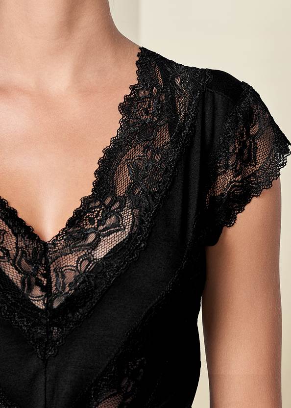Alternate View Lace Inset V-Neck Top