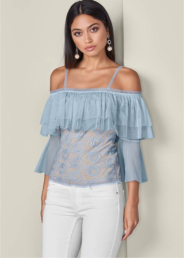 Embroidered Tulle Top