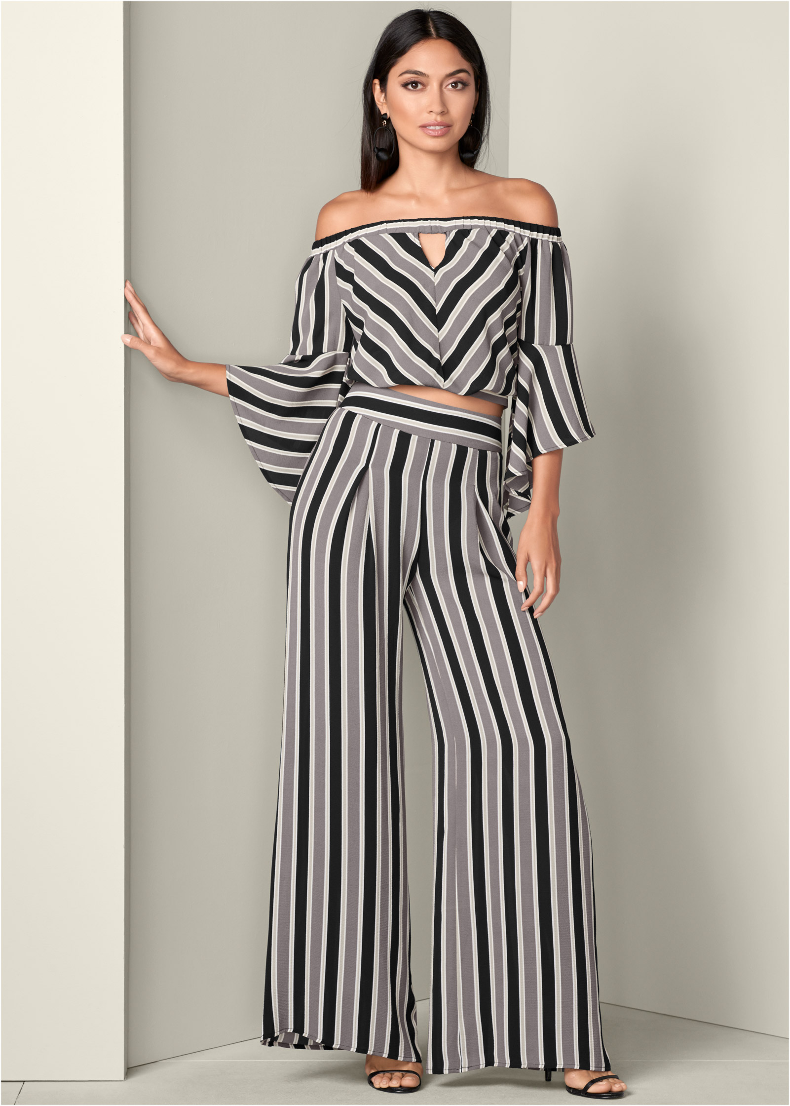 wide leg pants with stripes