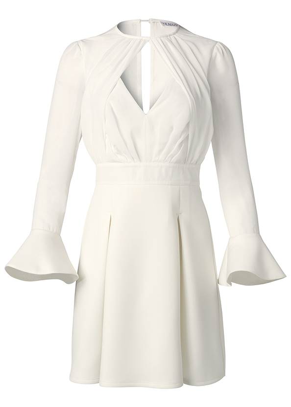 Cut Out Mixed Media Dress in White | VENUS