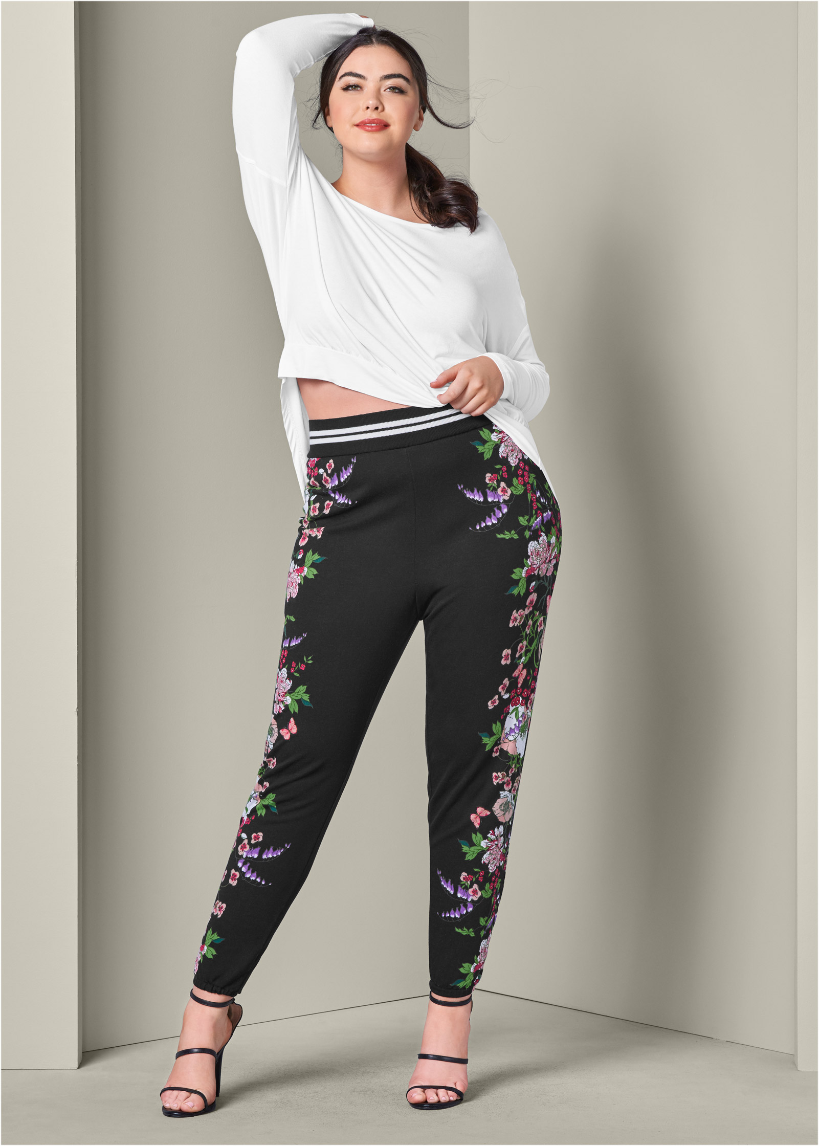 plus size floral joggers