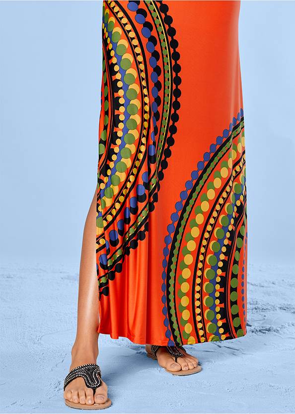 Strappy Maxi Dress in Orange Multi | VENUS