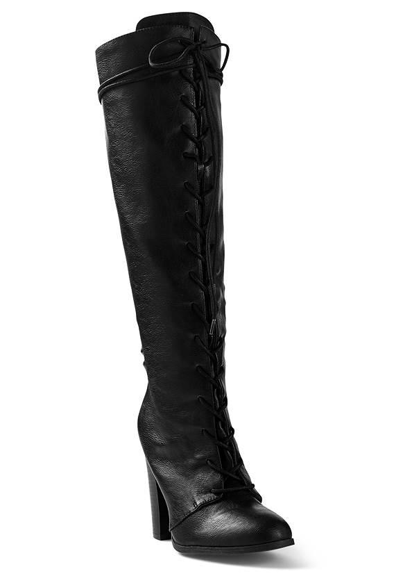 Lace Up Tall Boots In Black Venus 