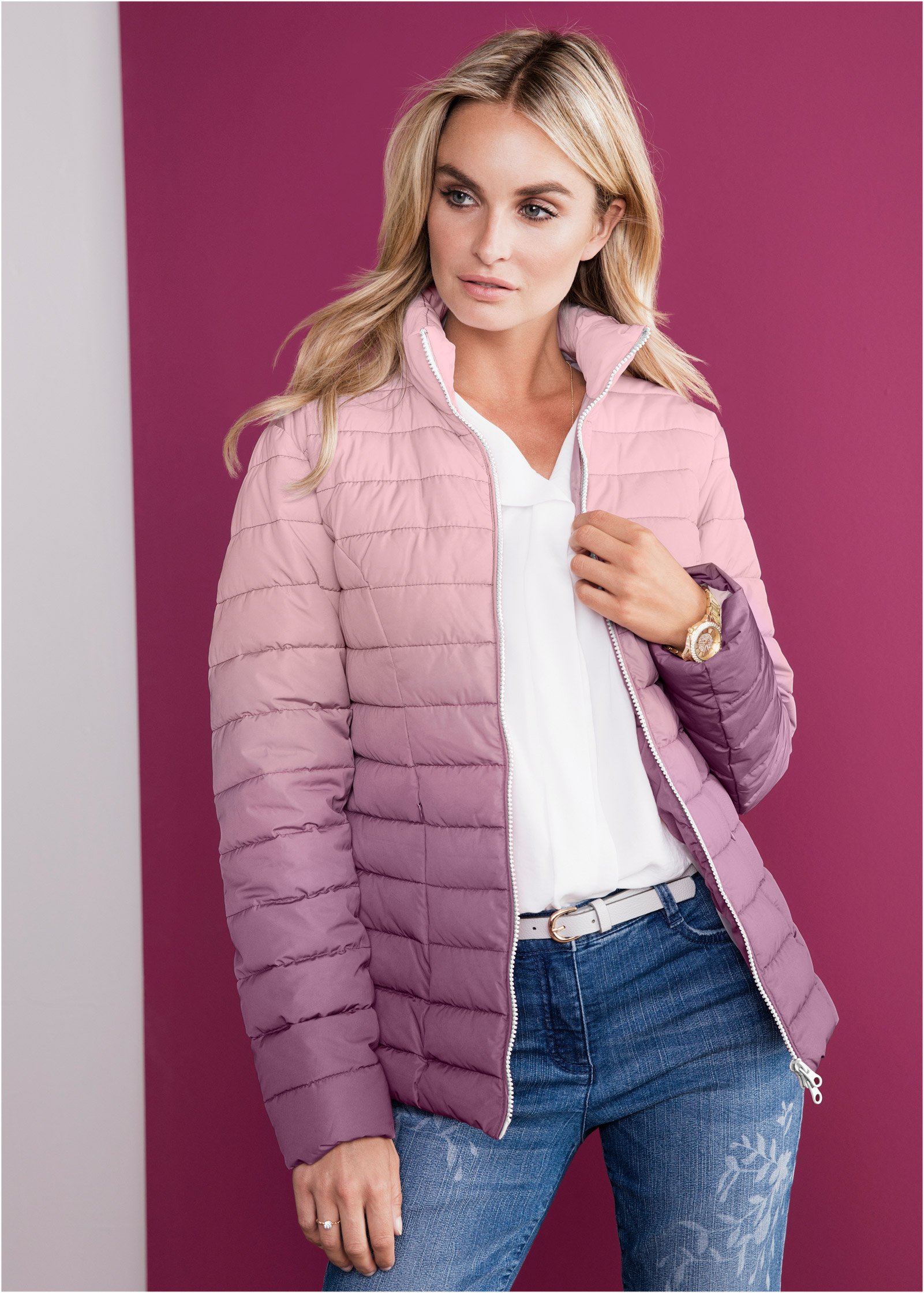 ombre puffer coat