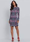 Front View Plaid Sweater Dress