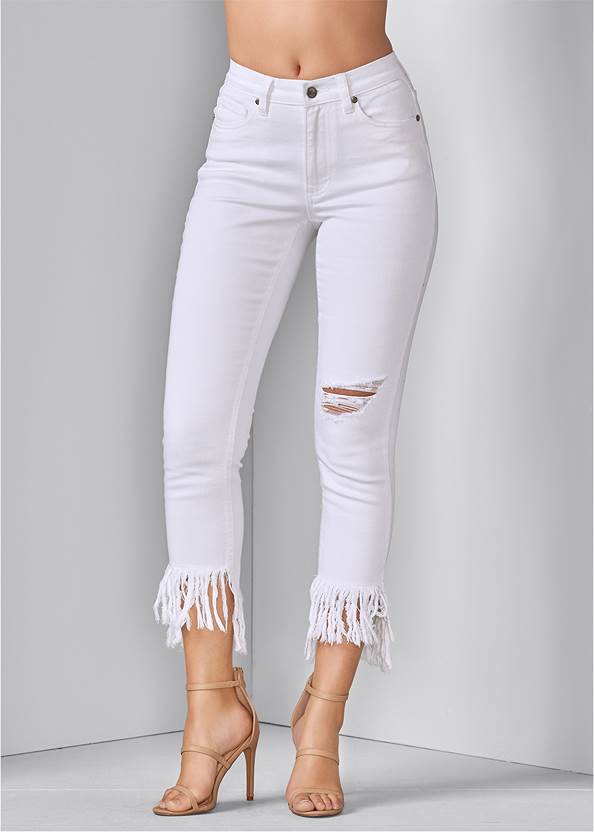 Front View Frayed Ripped Jeans