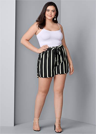 Plus Size Belted Stripe Shorts