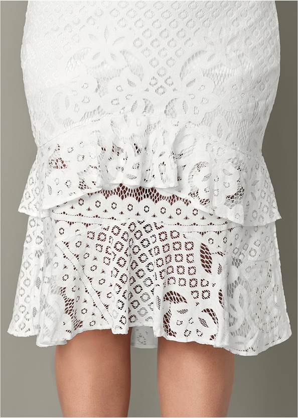 Plus Size Lace Ruffle Midi Skirt | VENUS