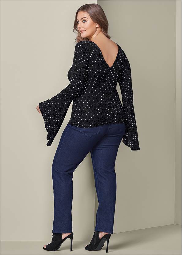 Back View Ruched Bell Sleeve Top