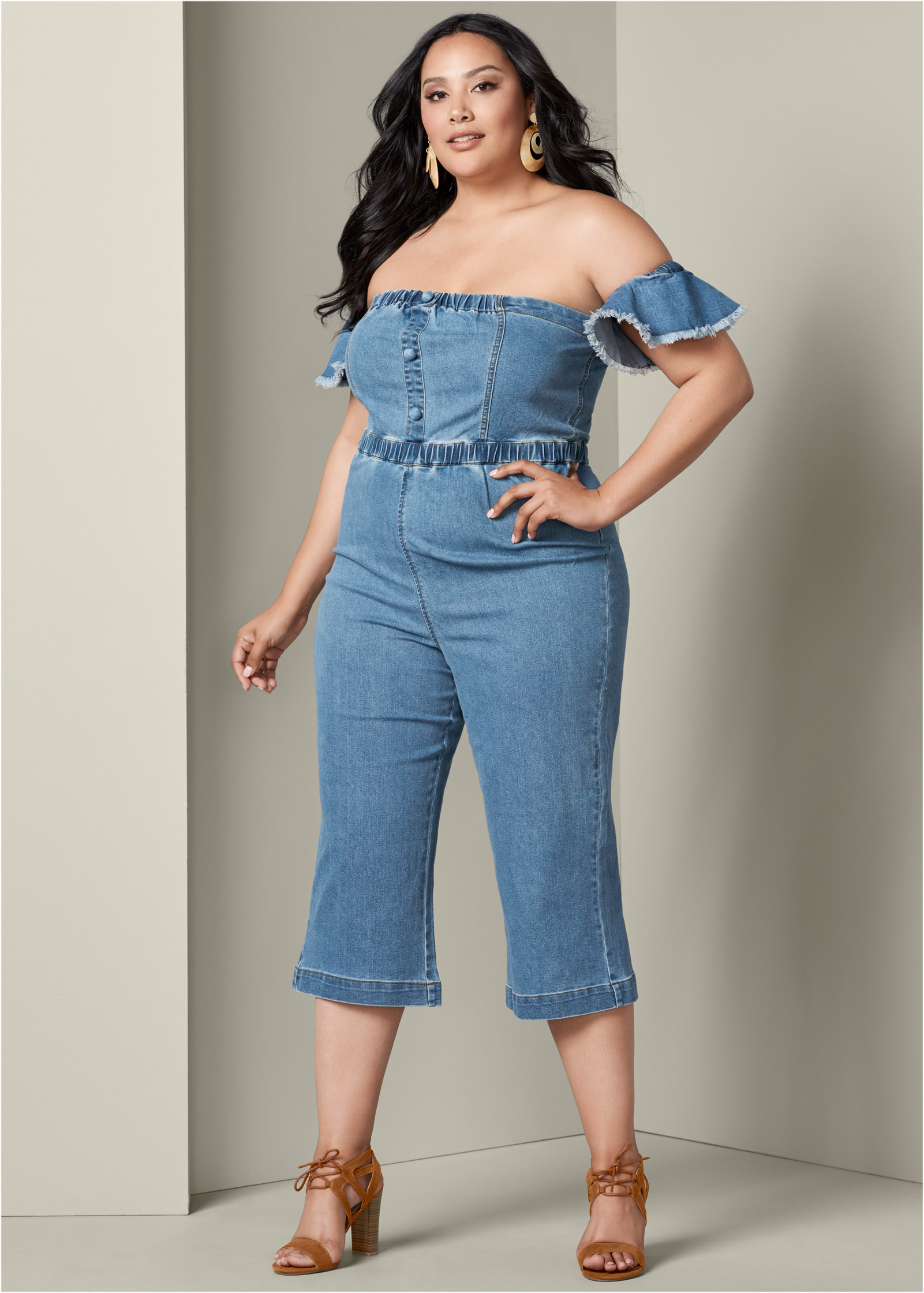 denim plus size jumpsuit