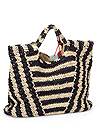 Back View Striped Straw Tote